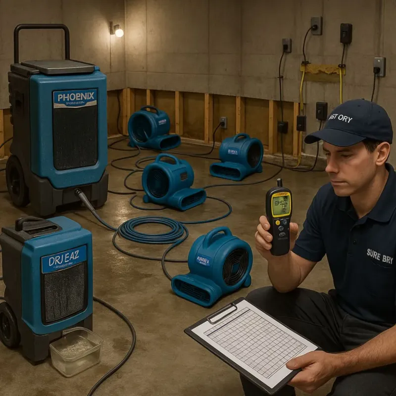 Structural Drying and Dehumidification process in Slinger, WI